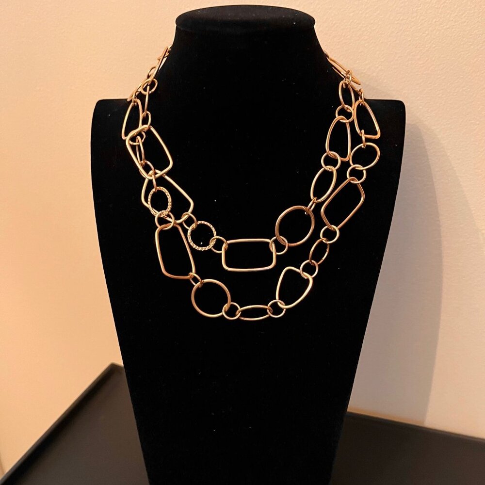 Graziano Gold Geometric Necklace, 34" + 3" extender